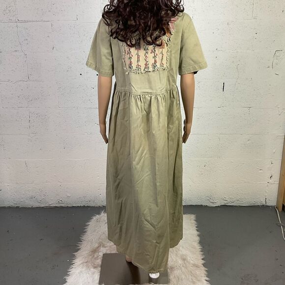 Sunbelt Vintage 80’s Green Patchwork Button Front Short Sleeve Maxi Dress S - Picture 7 of 7